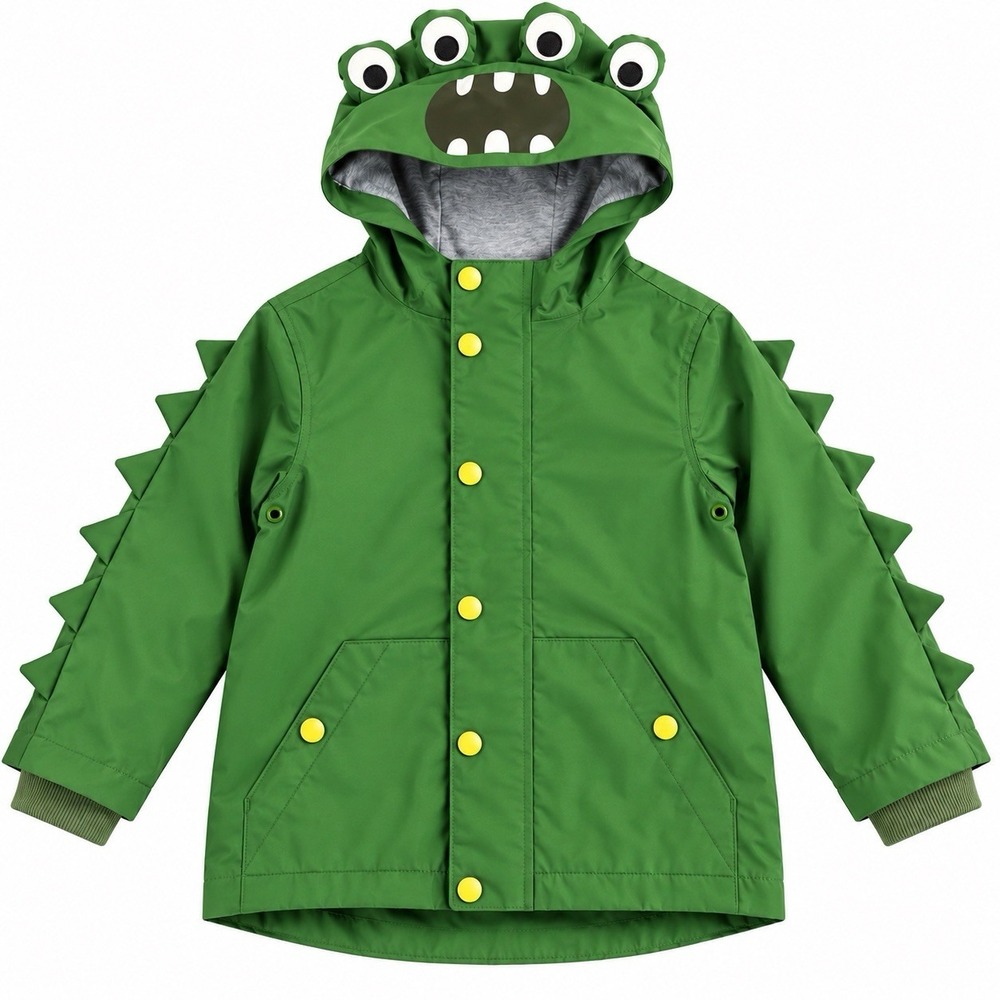 Mini Boden Broccoli Monster Waterproof Jacket 4-5Y Green Raincoat NWT Flaw
